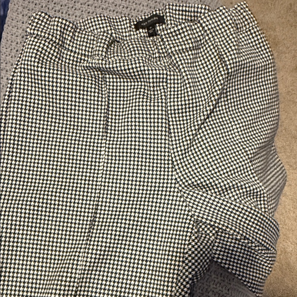 Black & White Houndstooth High-Waist Trousers